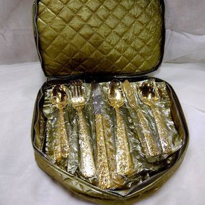 50 piece Golden Renaissance Silverware set. 10k gold plated stainless.